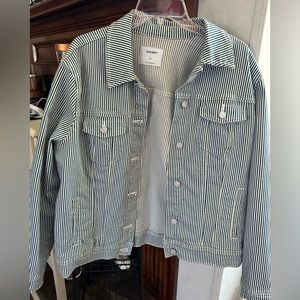 Old navy pinstriped denim jacket